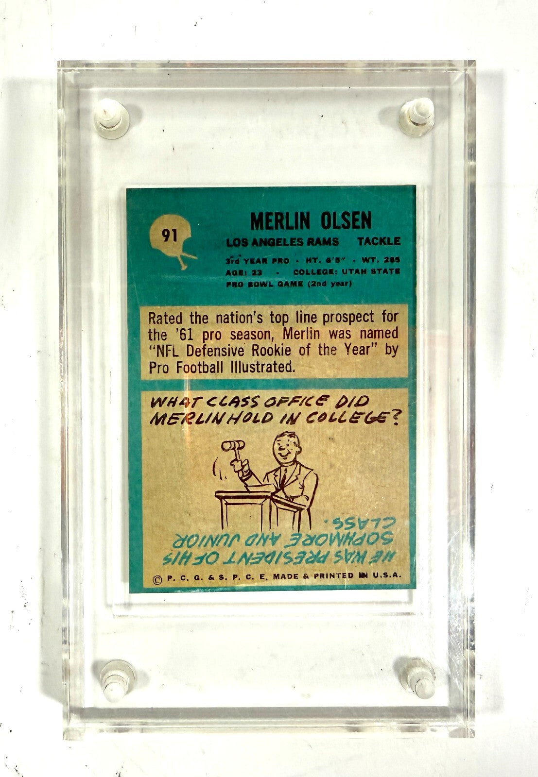 1964 Philadelphia #91 Merlin Olsen RC VGEX1