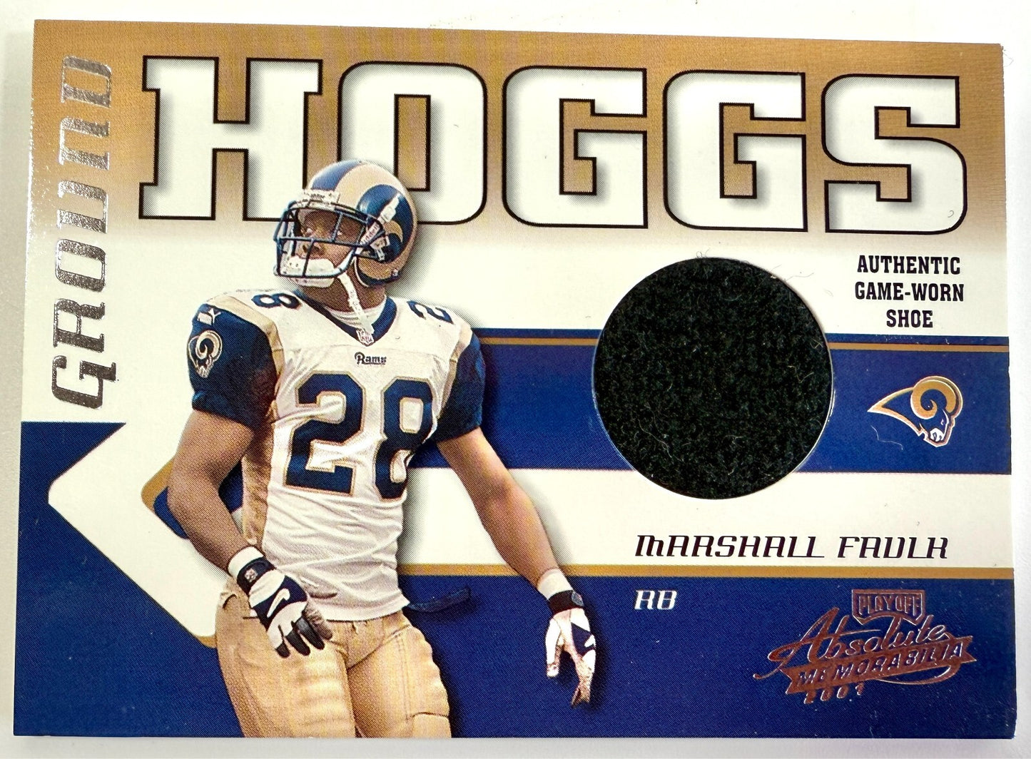 2001 Playoff Absolute Memorabilia Ground Hoggs Shoe 066/125 Marshall Faulk HOF0