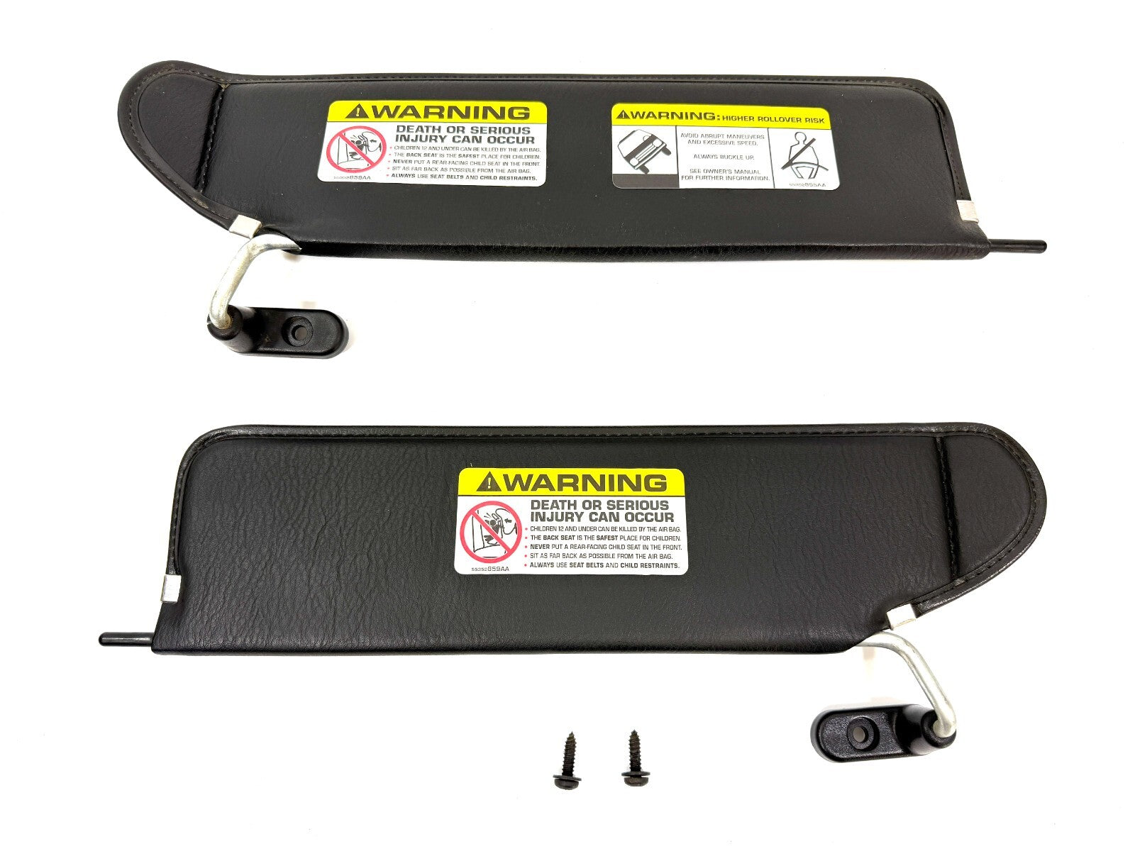 2003-06 Jeep TJ LJ Wrangler OEM LH RH Sun Visor Set Pair with Mounting Screws0