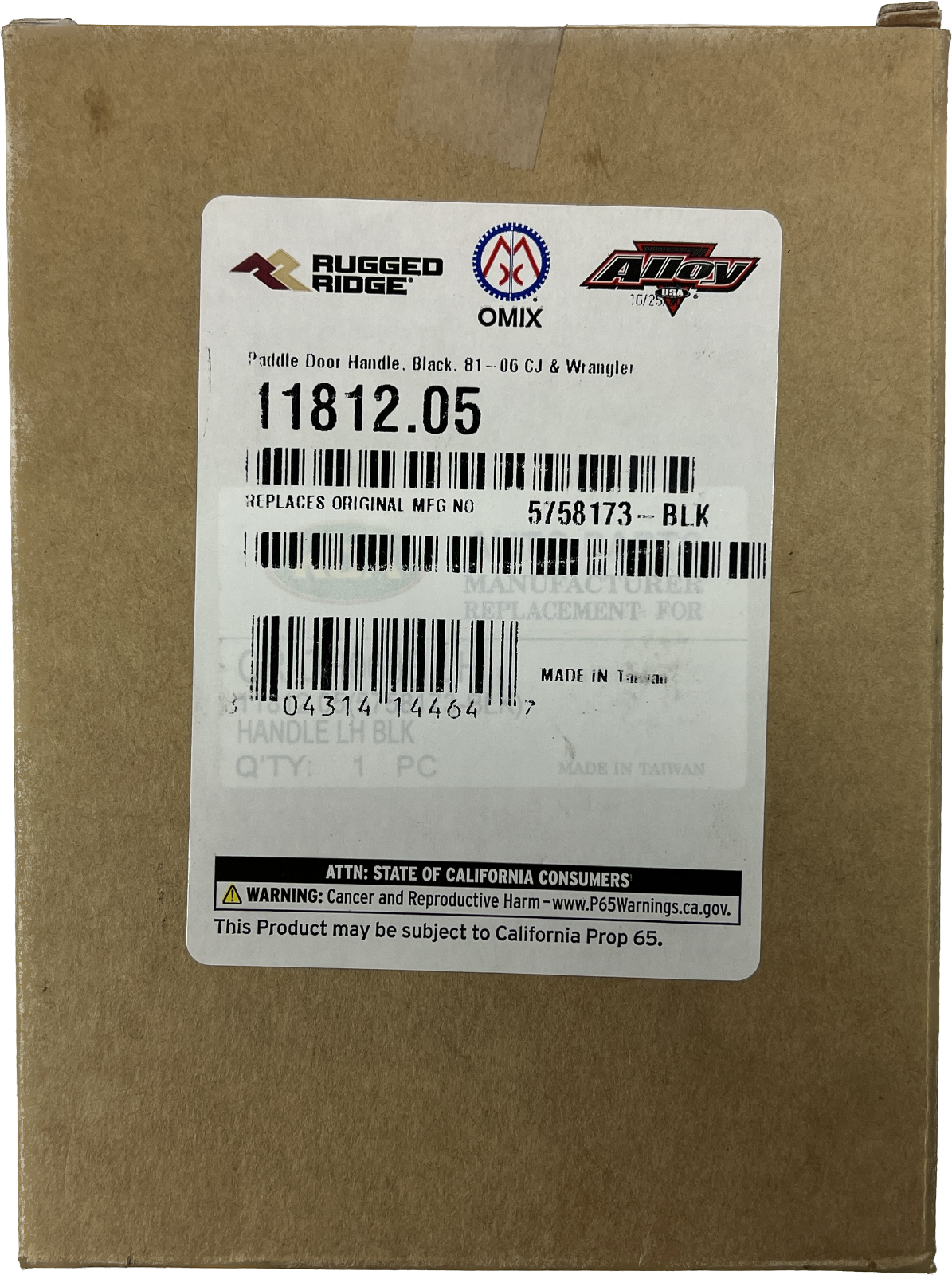 Paddle Door Handle Black for Jeep CJ  Wrangler YJ TJ LJ 1981-2006 11812.052