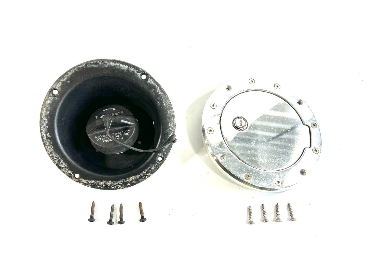 Jeep Wrangler TJ Fuel Filler Neck Bezel and Stainless Locking Door0