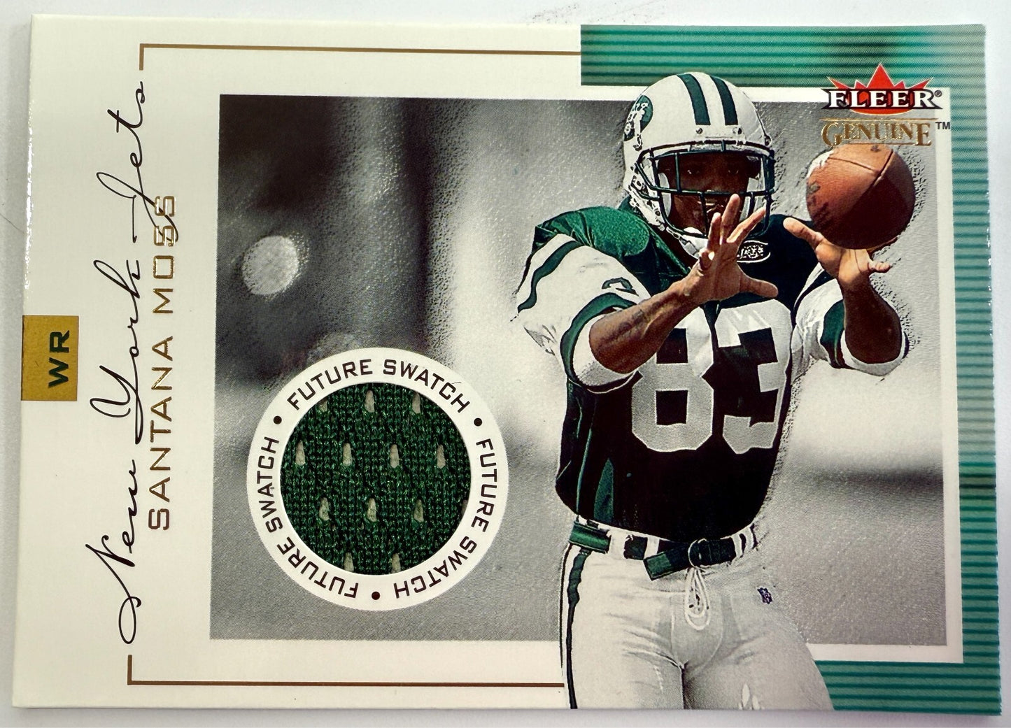 2001 Fleer Genuine Santana Moss Future Swatch Jets Rookie Jersey RC #281/10000