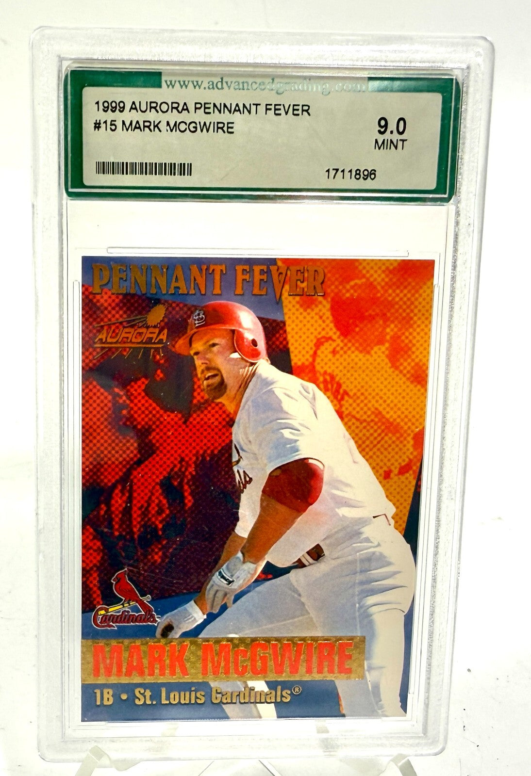Mark McGwire 1999 Aurora Pennant Fever #15 Graded 9 MINT St Louis Cardinals0
