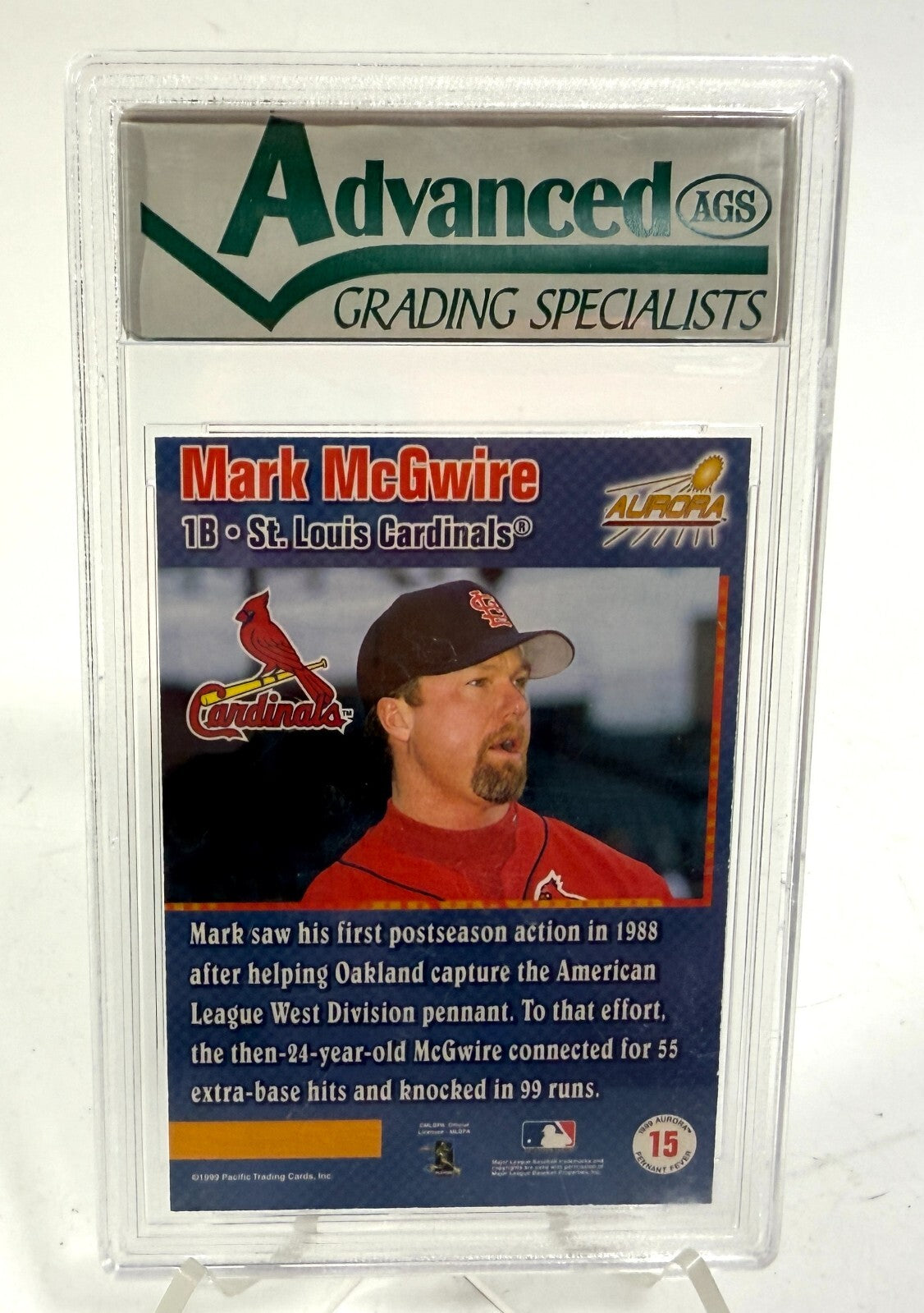 Mark McGwire 1999 Aurora Pennant Fever #15 Graded 9 MINT St Louis Cardinals1