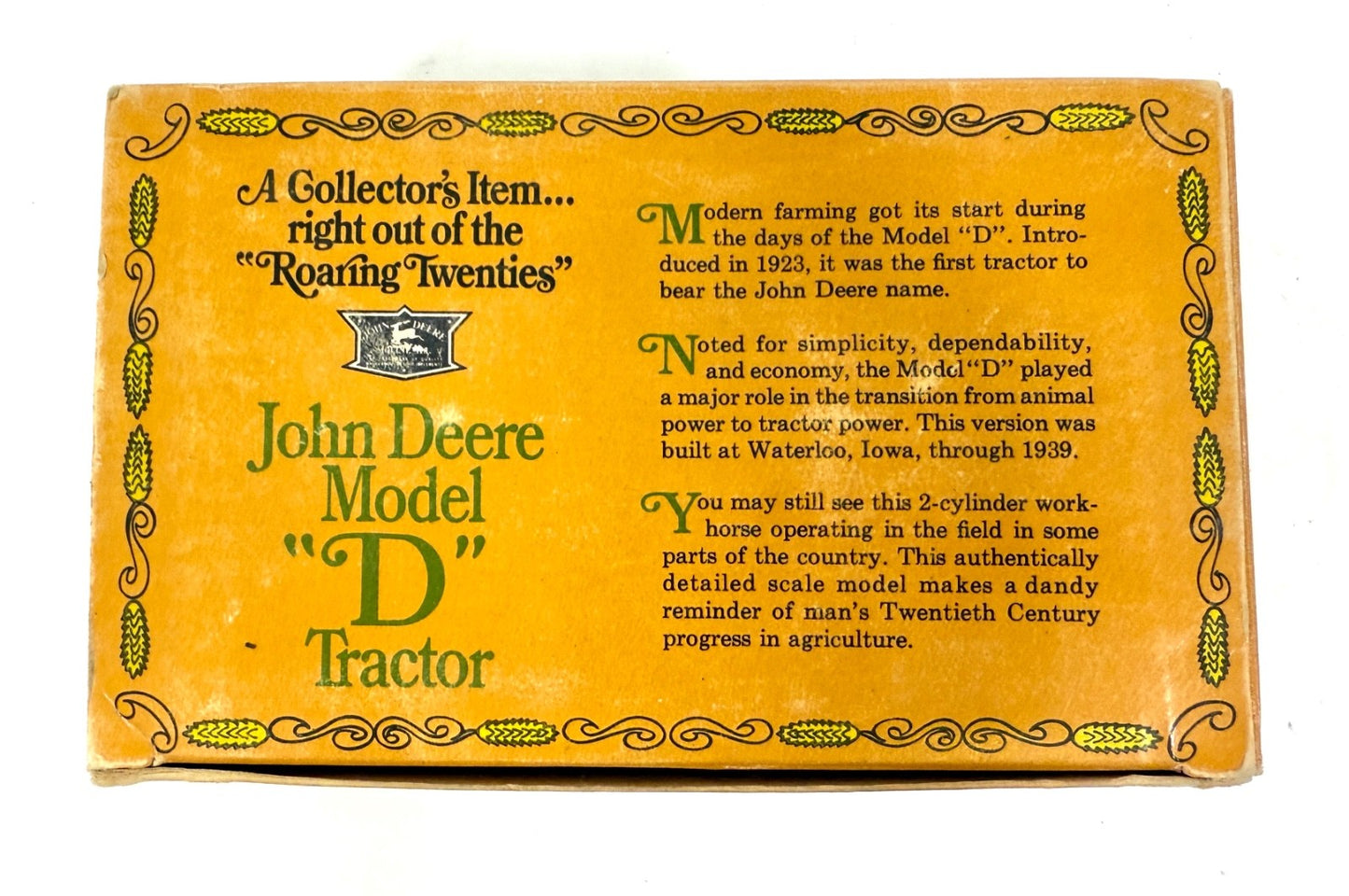 ERTL John Deere 1923 Model "D" Tractor #500 Toy 1/16 Die Cast Metal Farm U.S.A.1