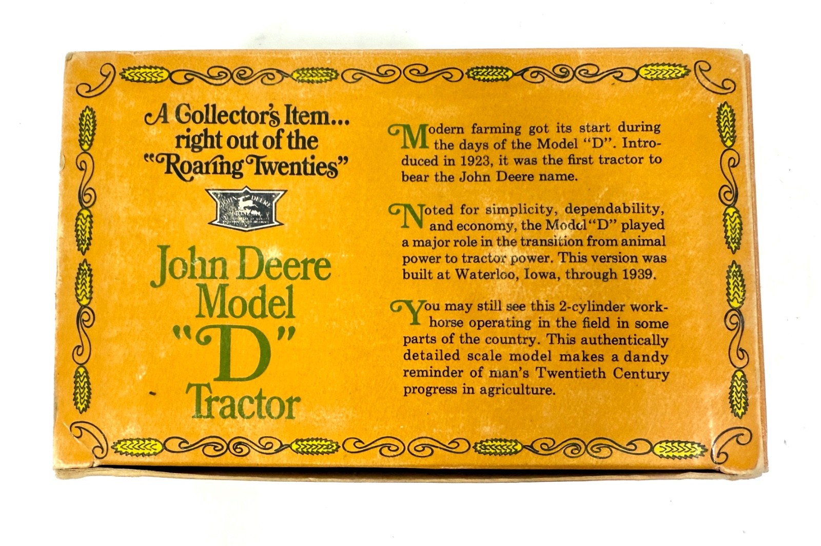 ERTL John Deere 1923 Model "D" Tractor #500 Toy 1/16 Die Cast Metal Farm U.S.A.1