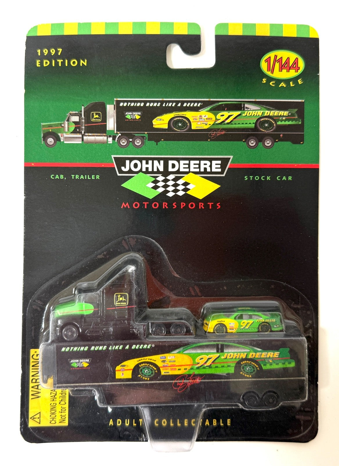 Chad Little #97 John Deere 1:144 Racing Champions 1997 Stock Car w/ Transporter0