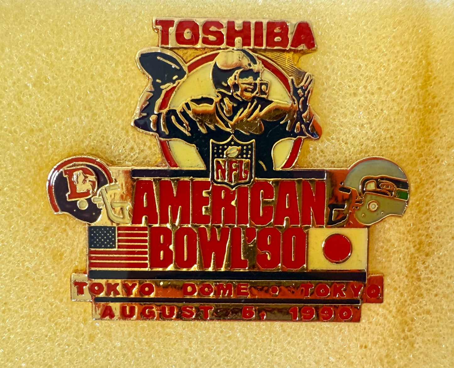 1990 American Bowl Tokyo Broncos Vs. Seahawks Toshiba August 5, 1990 Pin *1340
