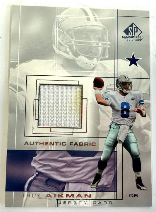 Troy Aikman 2001 Upper Deck SP Game Used Authentic Fabric Solid White Jersey #TA0