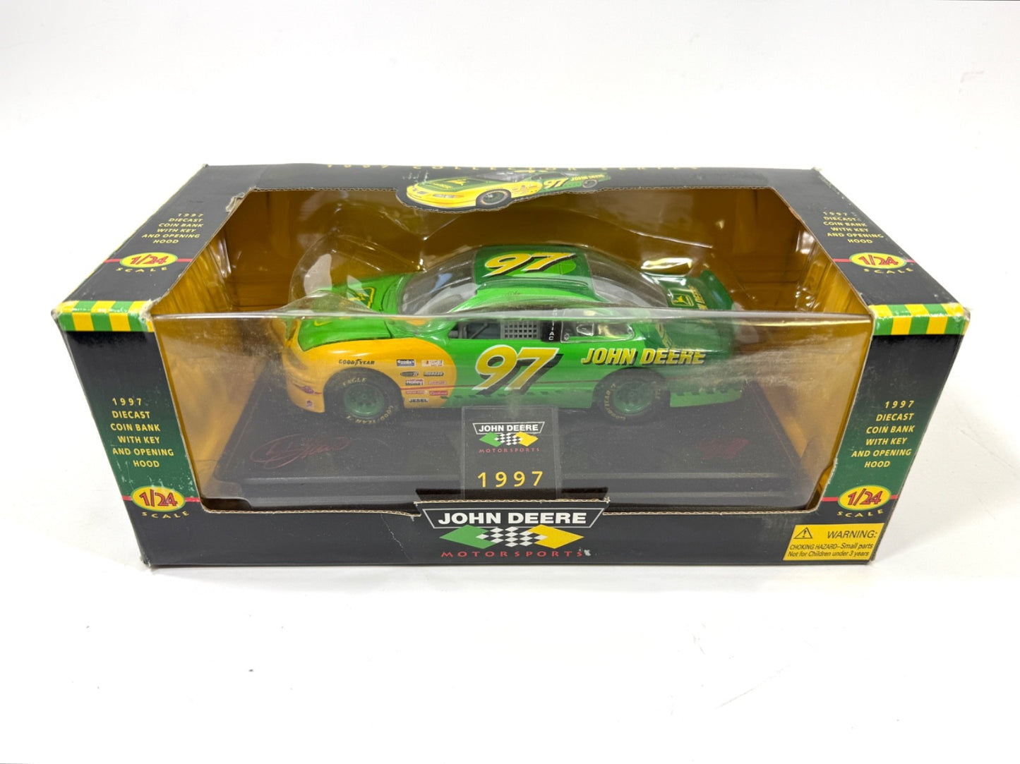 Motor Sports 1:24 Diecast John Deere 1997 NASCAR Coin Bank Green Die Cast0