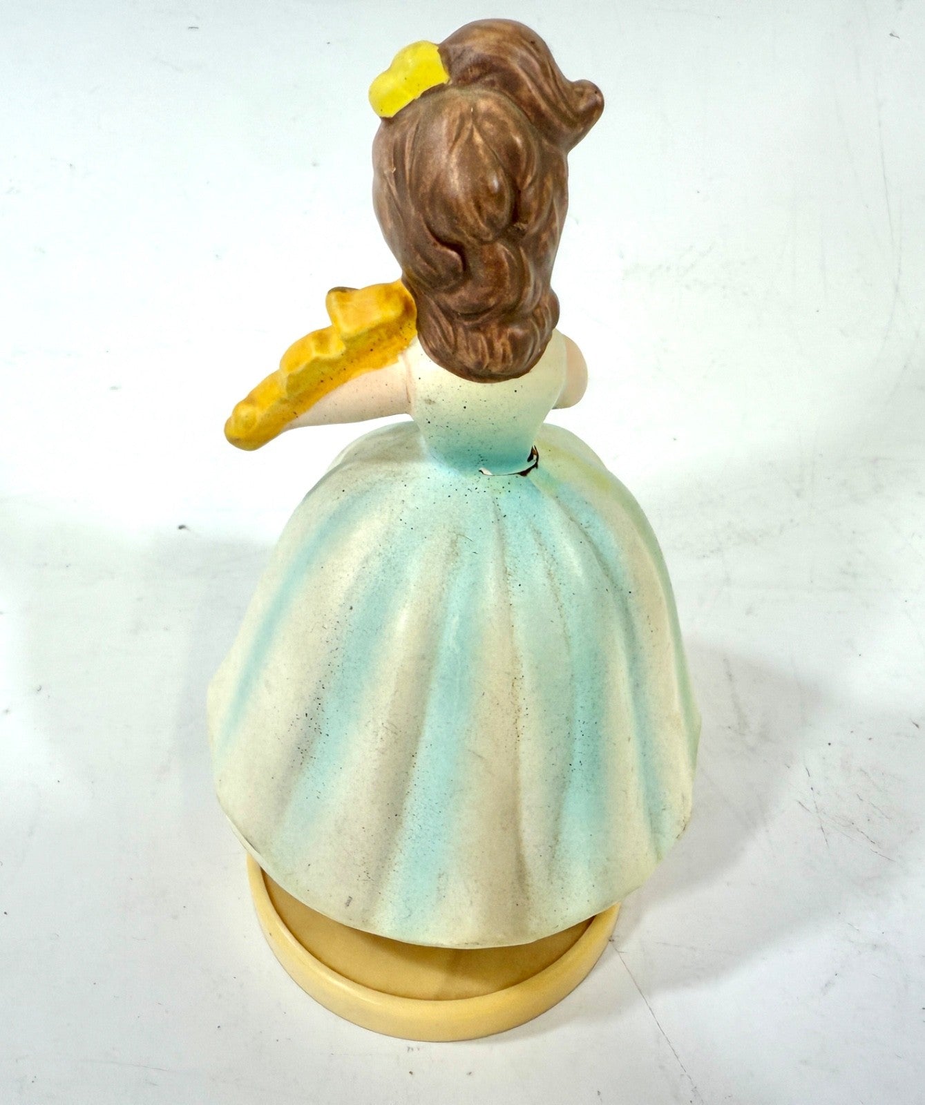 Vintage Rotating Sanko Girl with a violin - music box plays Fascination1