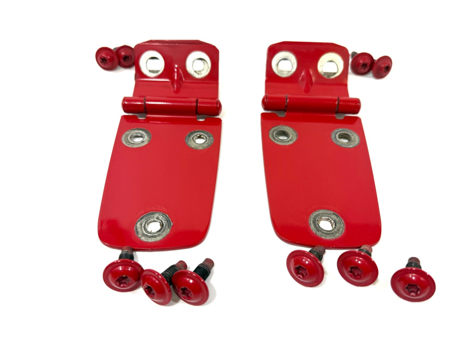 97-06 FLAME RED (PYR)  Hood Hinges Factory Pair  Jeep TJ Wrangler includes Bolts1