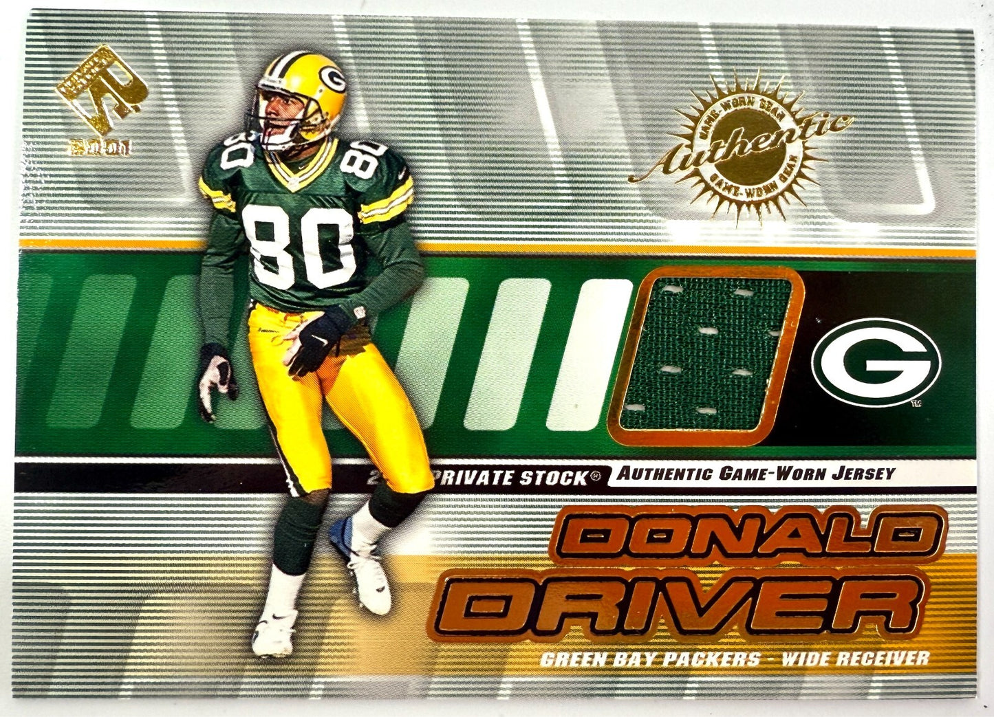 Donald Driver Card 2001 Private Stock Game Worn Gear #59 0