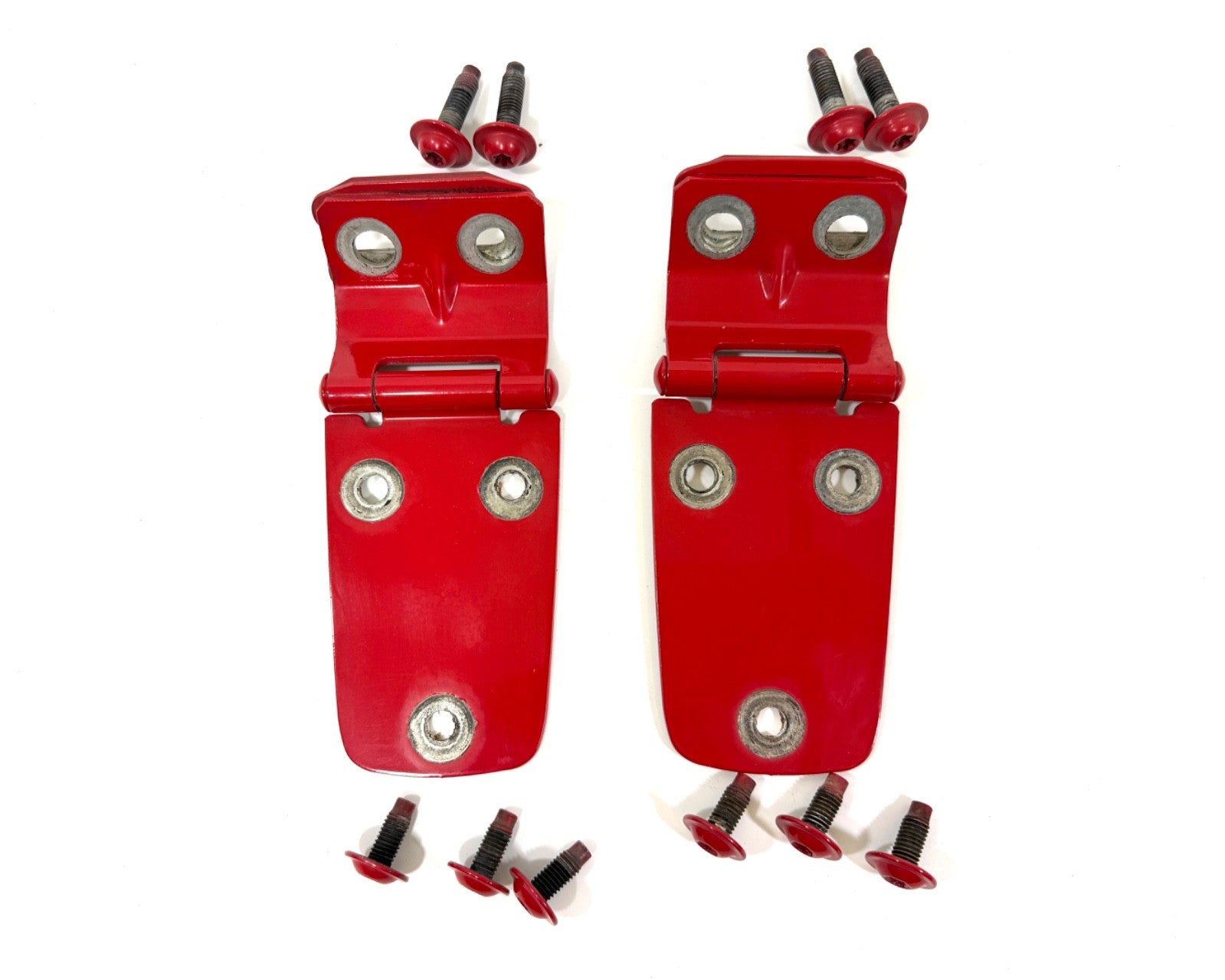 97-06 FLAME RED (PYR)  Hood Hinges Factory Pair  Jeep TJ Wrangler includes Bolts0