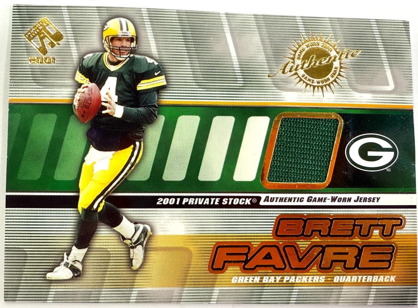 2001 Brett Favre Pacific Private Stock Game Worn Jersey #60 Farve Packers0